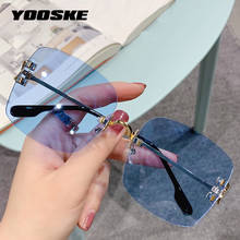 YOOSKE Square Decorate Sunglasses Women Fashion Rimless Sun Glasses Female Vintage Candy Color Shades Frameless Sunglass UV400 2024 - buy cheap