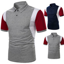 Polo de manga corta para hombre, camiseta con contraste de tres colores, solapas informales, Tops, ropa de calle, moda de verano, novedad 2024 - compra barato