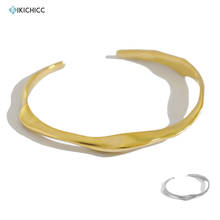 KIKICHICC-pulsera de plata de ley 925 para mujer, brazalete liso Irregular de oro, regalo de boda, joyería fina, Rock Punk, 2021 2024 - compra barato