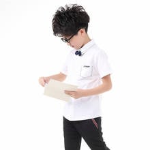 Fasion Children Boys Shirts Teenage Short Sleeve White Blouse Summer Kids Solid Color Shirts  Back To School Clothes for Teen 2024 - buy cheap