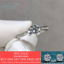 inbeaut 18K White Gold Plated 925 Silver Excellent Cut 1 ct D Color Pass Diamond Test Moissanite Engagement Ring for WomenGift 2024 - buy cheap