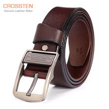 Crossten genuine cowskin leather luxury strap male belts for men classice vintage pin buckle High quality  extra long Waist Belt 2024 - buy cheap