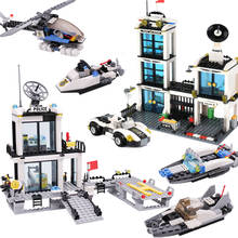 City Police Station Building Blocks Car Boat Helicopter Bricks Children DIY Construction Toys Children Christmas Gifts 2024 - buy cheap