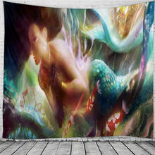 Mermaid Figure Geometric Figure Tapestries Wall For Home Deco Living Room Bedroom Wall Art Large Size Free Dropping 2024 - buy cheap