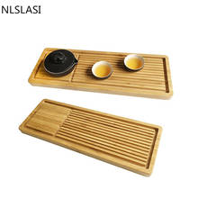 NLSLASI-bandeja de té de bambú Natural, accesorios rectangulares para té, mesa de té de estilo chino, bandeja de té portátil para el hogar 2024 - compra barato