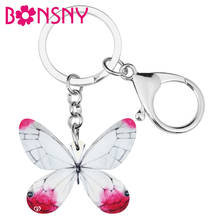 Bonsny-llaveros de mariposa de parnassio blanco acrílico, llavero de Animal lindo, joyería para mujeres y niñas, regalo de moda, dijes para bolso 2024 - compra barato