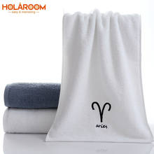 Cotton Face Towel Aries Pattern Towel 34*74cm White Grey Embroidered Pattern For Bathroom Hanging Rectangle Wash Face Towel 2024 - buy cheap