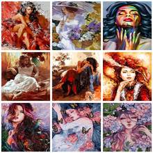 PhotoCutom Oil Paint By Numbers Beautiful Women DIY 60x75cm Painting By Numbers On Canvas Figure Draw Number Frameless Home Deco 2024 - buy cheap