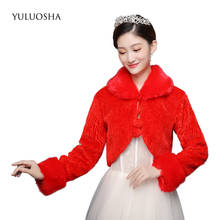 YULUOSHA Autumn Winter Bride Wedding Dress Shawl Long Sleeve Jacket Wedding Bridesmaid Shawl Bridal Wraps Women Elegant Fur Cape 2024 - buy cheap