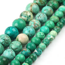 Wholesale Natural Stone Green Smooth Turquoises Round Spacer Beads For Jewelry Making 6 8 10 12mm Diy Bracelet Jewellery 15" 2024 - buy cheap