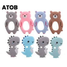 ATOB 5pcs Baby Teether Dinosaur Silicone Pendant Teethers Bear BPA Free Teething Toy Animal DIY Chain Necklace Toys Accessories 2024 - buy cheap