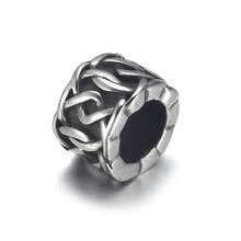 Grânulo de aço inoxidável polido 6mm grande buraco contas de metal pulseira encantos suprimentos para diy jóias que fazem acessórios 2024 - compre barato