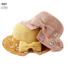 Cute Chick Pattern Bow Summer Straw Hat For Girls Boys Panama Cap Toddler Girl Bucket Bonnet Baby Fisherman Sun Hats Beach Cap 2024 - buy cheap