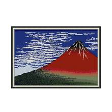 Kit de punto de cruz de las montañas de Fuji, bordado de punto de cruz con estampado de montañas en clima Claro, aida, 14ct, 11ct, lienzo de costura hecho a mano 2024 - compra barato