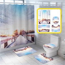 4Pcs/set Bathroom Mat Set Non-slip Snow Scenery Bath Mat Coral Fleece Shower Curtain Floor Mat Washable Bathroom Toilet Rug 2024 - buy cheap