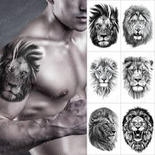 Tatuagem temporária falsa de henna, adesivo realista para homens e mulheres, tigre lobo, à prova d'água, animal selvagem, arte corporal 2024 - compre barato