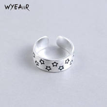 WYEAIIR Brushed Personality Stars Wide Retro Fashion Literary Cute Silver Color Female Resizable Opening Rings 2024 - buy cheap