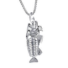 Ladies Personality Necklace Fish Bone Fishing Hook Skeleton Stainless Steel Pendant Surfer Chain Necklace Ladies Necklace Z0106 2024 - buy cheap