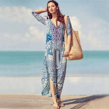 Vestido playero de algodón Para mujer, túnica con estampado, Para playa, Para Praia, Sarong, # Q652 2024 - compra barato