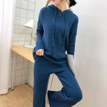 Sweater wide-leg pants two-piece autumn and winter new fashion twist female temperament commuter knit top with pants suit 2024 - buy cheap