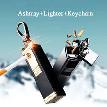 USB Charging Flameless Lighter Windproof Zinc Alloy Ashtray Keychain Cigarette Lighter Men's Gift Cigarette Accessories 2024 - buy cheap