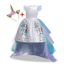 Платье с единорогом для девочек; Радужное платье-пачка принцессы; Детские вечерние платья; Великолепное платье с открытой спиной; Костюм для костюмированной вечеринки 2024 - купить недорого