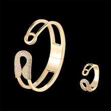 Fateama-Conjunto de joyería de anillo y brazalete elegante, pulsera con micro incrustaciones, joyería popular, excelente regalo 2024 - compra barato