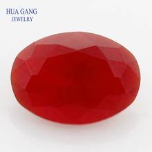 Gemas sintéticas de cristal rojo, cuentas de cristal de forma ovalada, fondo mate, venta al por mayor, gemas de cristal de 5x7 ~ 9x11mm, envío gratis 2024 - compra barato