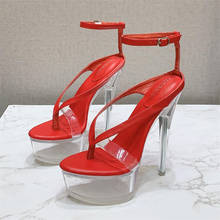 MAIERNISI New 2021 Sexy Transparent Women Heeled Sandals Ankle Strap Thin Super High Heels Round Toe Dress Black Red Big Size 43 2024 - buy cheap