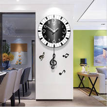 Nordic music elements wood swing wall clock living room modern minimalist imitation piano bedroom mute home clock wall chart 2024 - buy cheap