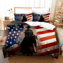 Juego de fundas de edredón con estampado de caballo y bandera americana, Set de ropa de cama con funda de almohada moderna para decoración del hogar, tamaño Queen y King, envío directo 2024 - compra barato