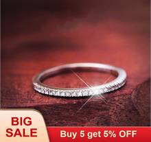 Anel de prata esterlina 100% real, anel original de prata esterlina 925, de luxo, zircônia, joias para casamento, presente feminino 2024 - compre barato