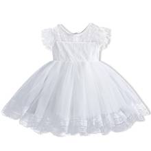 Летнее кружевное нарядное платье для маленьких девочек Детские фатиновые сетчатые свадебные платья в горошек детская одежда для маленьких девочек от 3 до 8 лет 2024 - купить недорого