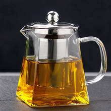 Juego de té de vidrio de borosilicato resistente al calor hecho a mano con filtro de acero inoxidable, tetera cuadrada de flores, hervidor transparente 2024 - compra barato