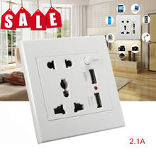 AC 110-250V Universal Wall Socket Panel With 2 USB Port Plug Charger Switch Power Outlet EU US UK AU USB Wall Socket 2024 - buy cheap