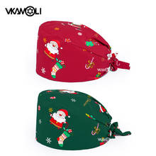 Gorro de Navidad con estampado de Papá Noel, gorro exfoliante con toalla para el sudor, tamaño ajustable, accesorios para sombreros de enfermería, venta al por mayor 2024 - compra barato