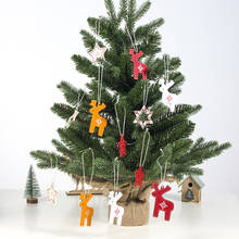 6 pçs natal elk deer pingentes de madeira natal árvore ornamento diy artesanato crianças presente decorações de natal para casa ano novo 2021 2024 - compre barato