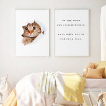 Картина с цитатой принтами в скандинавском стиле милые кошки постеры настенные художественные животные модульные фотографии для гостиной домашний декор 2024 - купить недорого