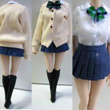 1/6 Scale Female Japanese Students Long-sleeved Cardigan Jacket Clothes Girls Uniform Coat Shirt Short Skirt Stock for 12'' Body 2024 - buy cheap