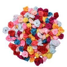 Rosettes de cinta Rosa satinada hechos a mano, Mini lazo de flores de tela, apliques para decoración de boda, accesorios de costura artesanal, 100 Uds. 2024 - compra barato