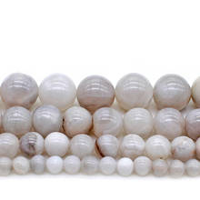 Cuentas de piedra de ágatas locas blancas naturales lisas, cuentas redondas sueltas para la fabricación de joyas, collar y pulsera DIY de 4/ 6/ 8/ 10/ 12mm 2024 - compra barato