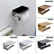 Bathroom Toilet Towel Paper Holder Phone Holder Wall Mount WC Rolhouder Paper Holder With Shelf Towel Rack Tissue Boxes Black 2024 - купить недорого