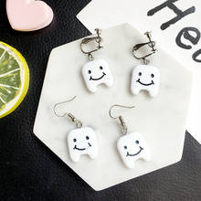 1Pair Drop Earring Resin Tooth Creative For Birthday gift New Fashion Sweet Earrings Wholesale Jewelry 2024 - buy cheap