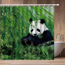 Juego de cortinas de ducha 3D para el hogar, Set decorativo de poliéster impermeable, lavable, estampado de panda de bambú, para verano, envío directo 2024 - compra barato