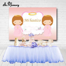 InMemory Pink Baby Angel Baptism Holy Communion Backdrops Girls Baby Shower Photography Backgrounds Custom Photocall 2024 - buy cheap