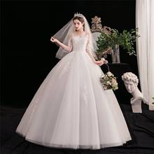 EZKUNTZA New Arrival Sexy Illusion O Neck Three Quarter Wedding Dress Noble Lace Applique Simple Plus Size Princess Ball Gown L 2024 - buy cheap