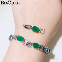 BeaQueen-pulsera de Zirconia cúbica con forma de cruz para mujer, brazalete, Zirconia, circonita, zirconita, Color verde Natural, regalo de boda, B198 2024 - compra barato