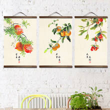 custom chinese style green plants canvas decorative painting Store bedroom living room wall art solid wood scroll painting 2024 - buy cheap