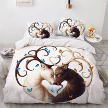 Комплект постельного белья с 3D рисунком животных Yin Yang, пододеяльник, постельное белье, двуспальный постельный комплект, домашний текстиль 2024 - купить недорого