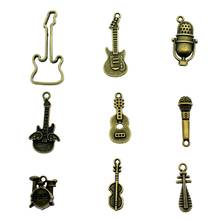 10pcs Charms Musical Instrument Antique Bronze Color Guitar Charms Pendant Jewelry Musical Instrument Drum Charms 2024 - buy cheap